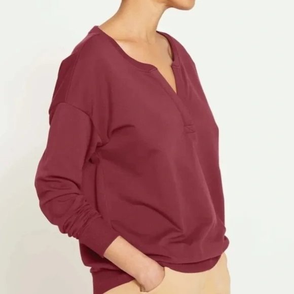 Universal Standard Pima Cotton Core Long Sleeve Terry Notch Sweatshirt - Picture 1 of 8